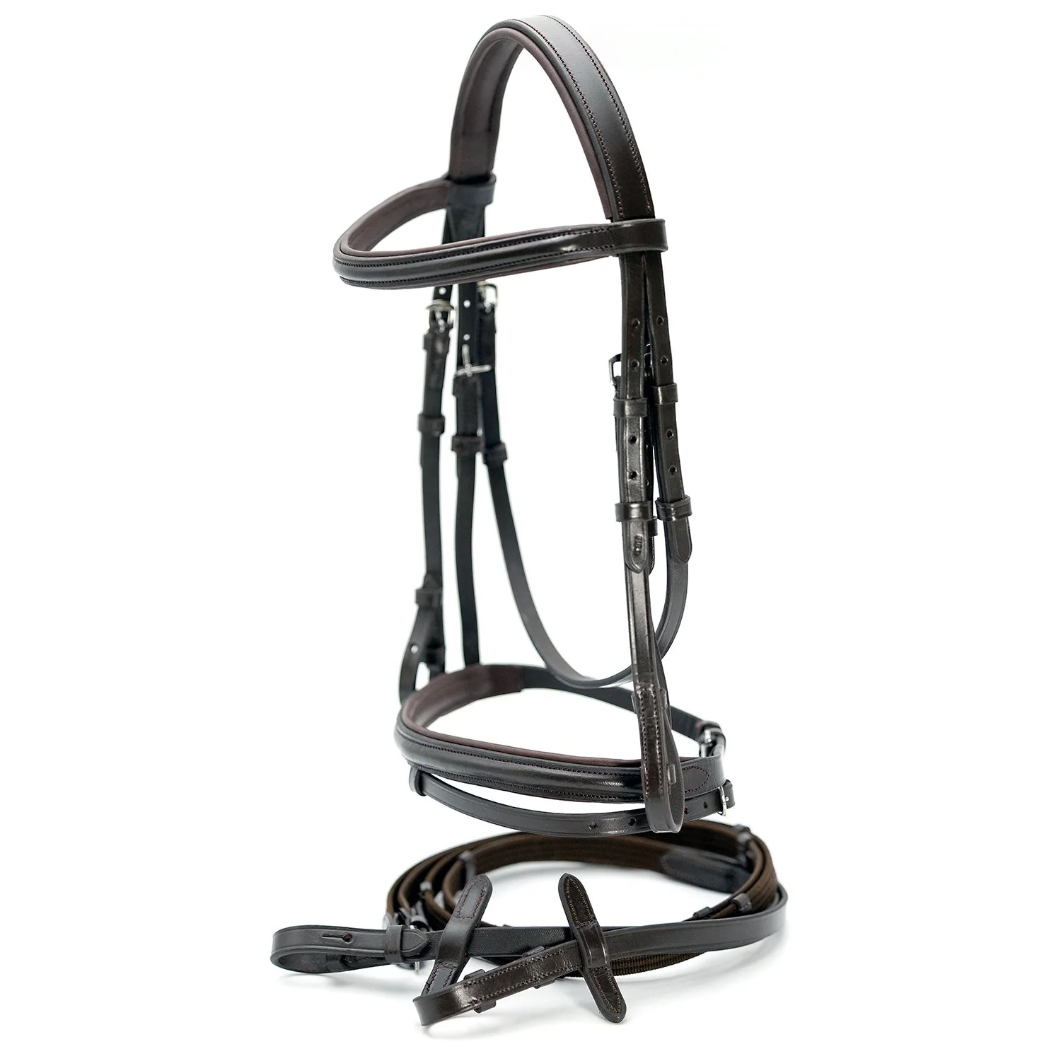 Jeffers Uniquely English "Blenheim" Leather Jumping Bridle with Reins for Horses - Image 2