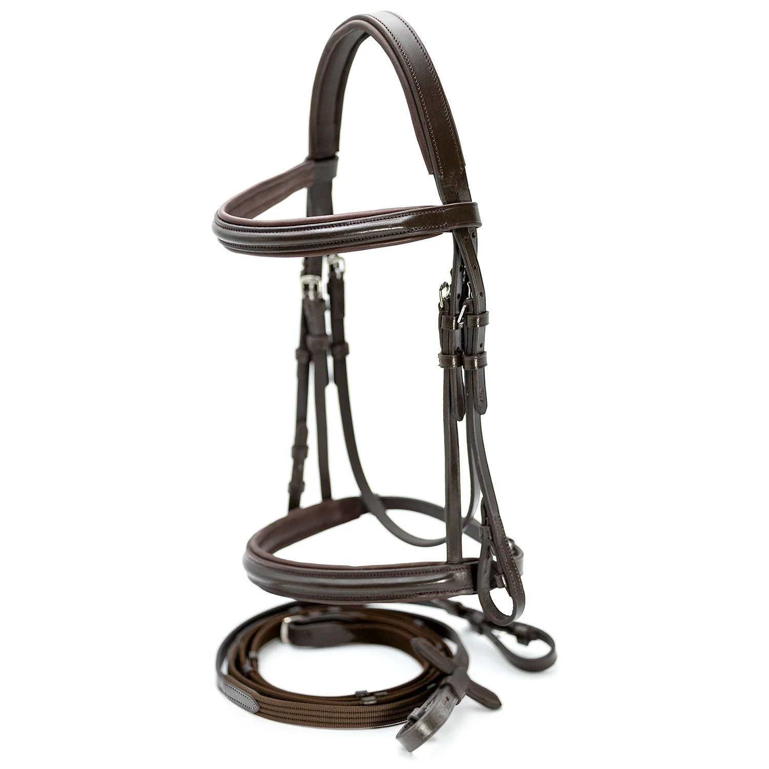 Jeffers Uniquely English "Devon" Leather Snaffle Bridle with Reins for Horses - Image 1