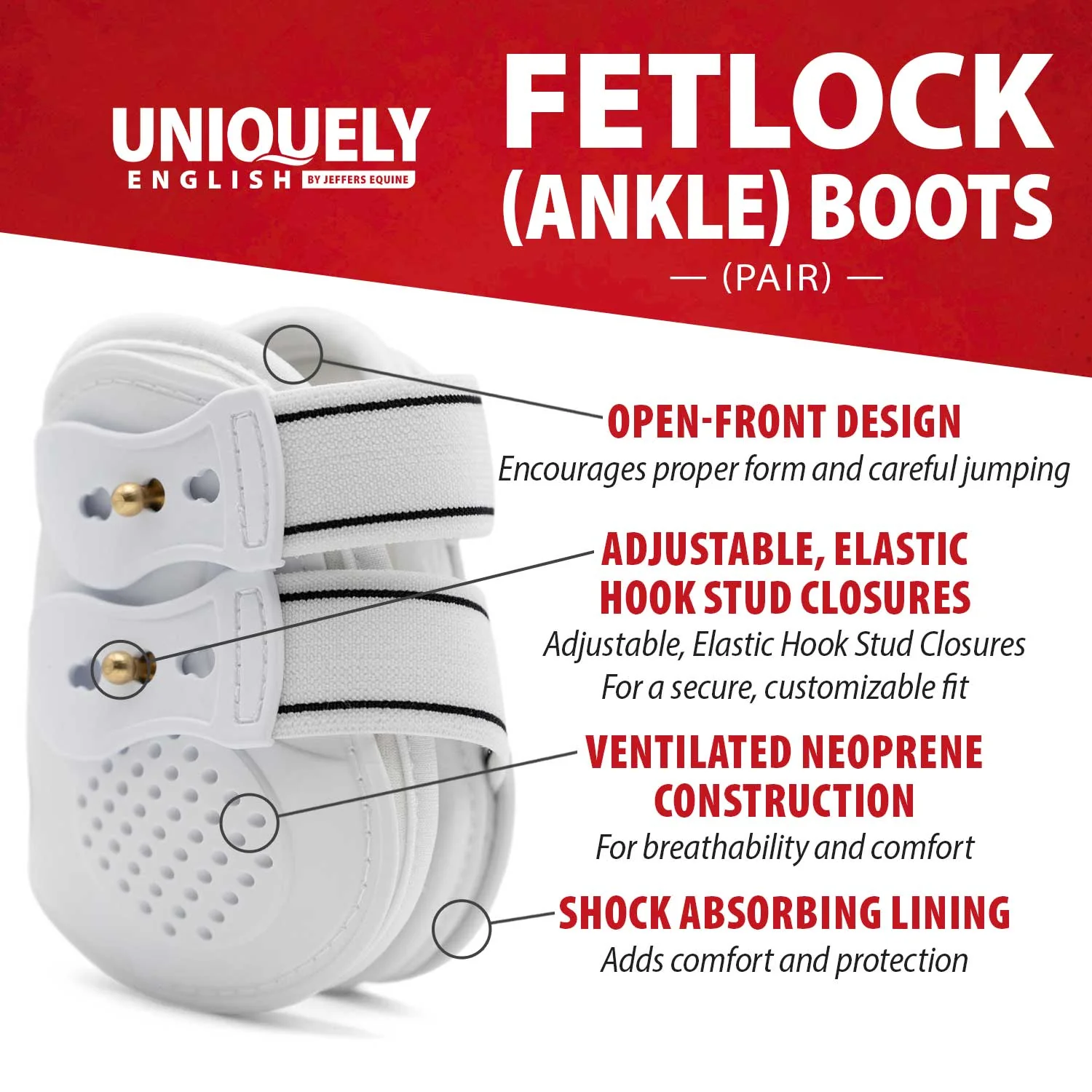Jeffers Uniquely English Fetlock Boots for Horses, 2-Pack - Image 2