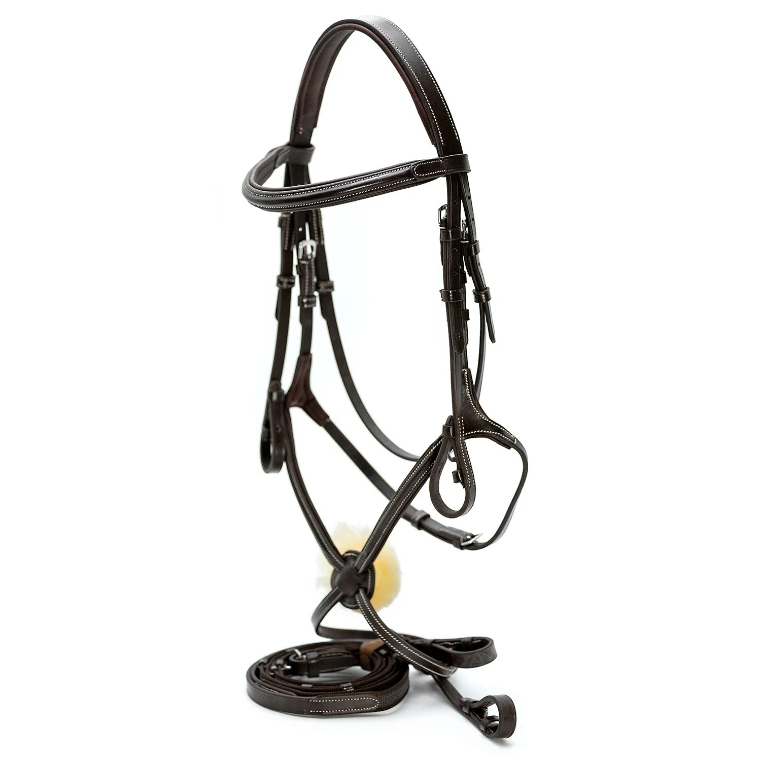 Jeffers Uniquely English Hickstead Figure-8 Bridle with Web Reins for Horses - Image 1