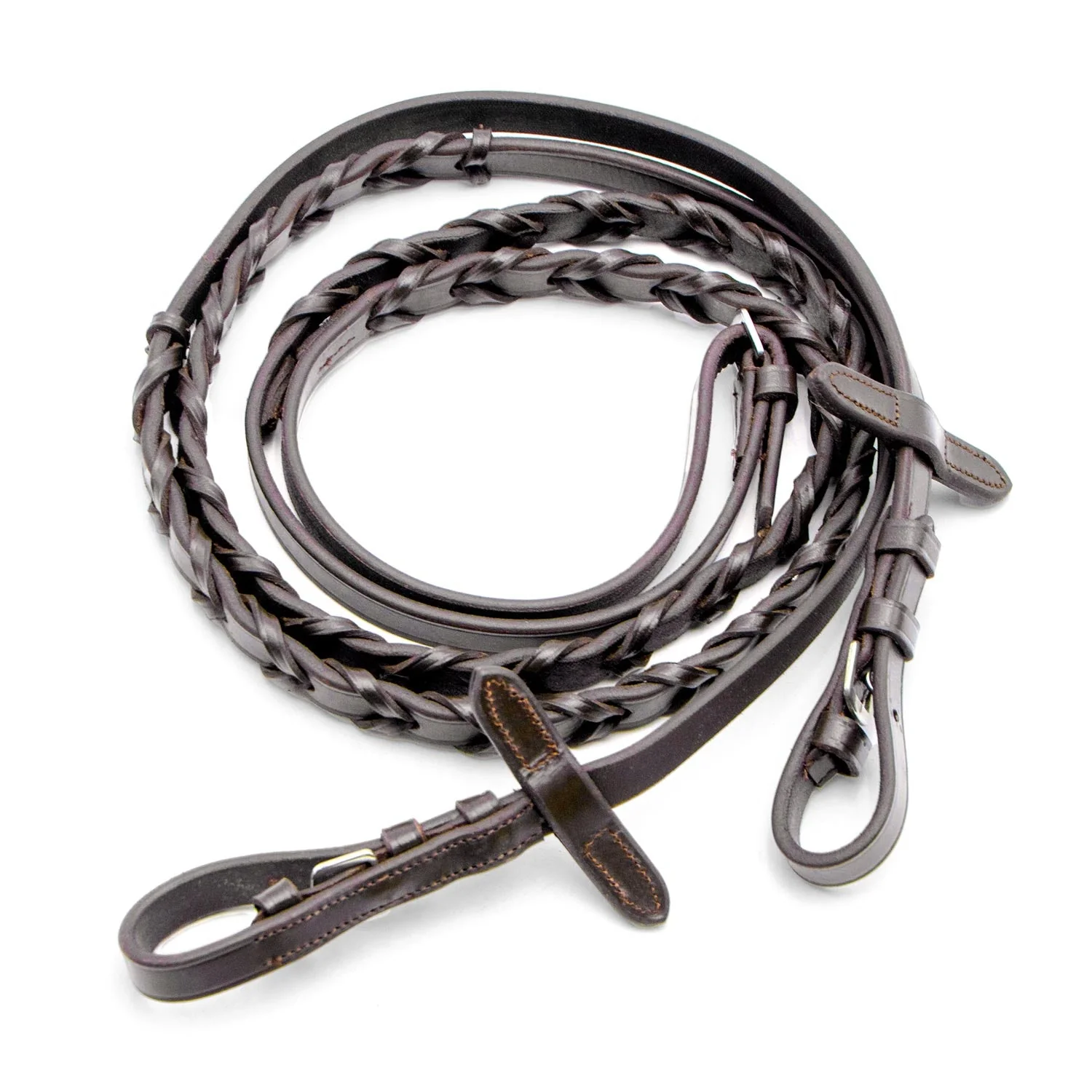 Jeffers Uniquely English Leather Laced Reins, Havana - Image 1