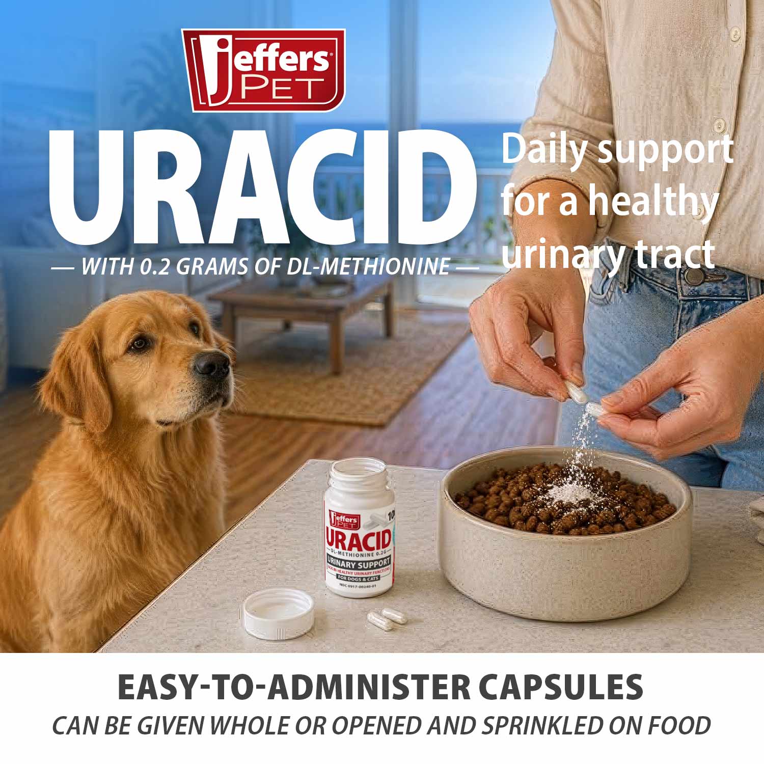 Jeffers Uracid DL-Methionine 0.2g Capsules for Dogs & Cats – Supports Urinary Tract, Reduces Urine Odor, Prevents Stones - Image 2
