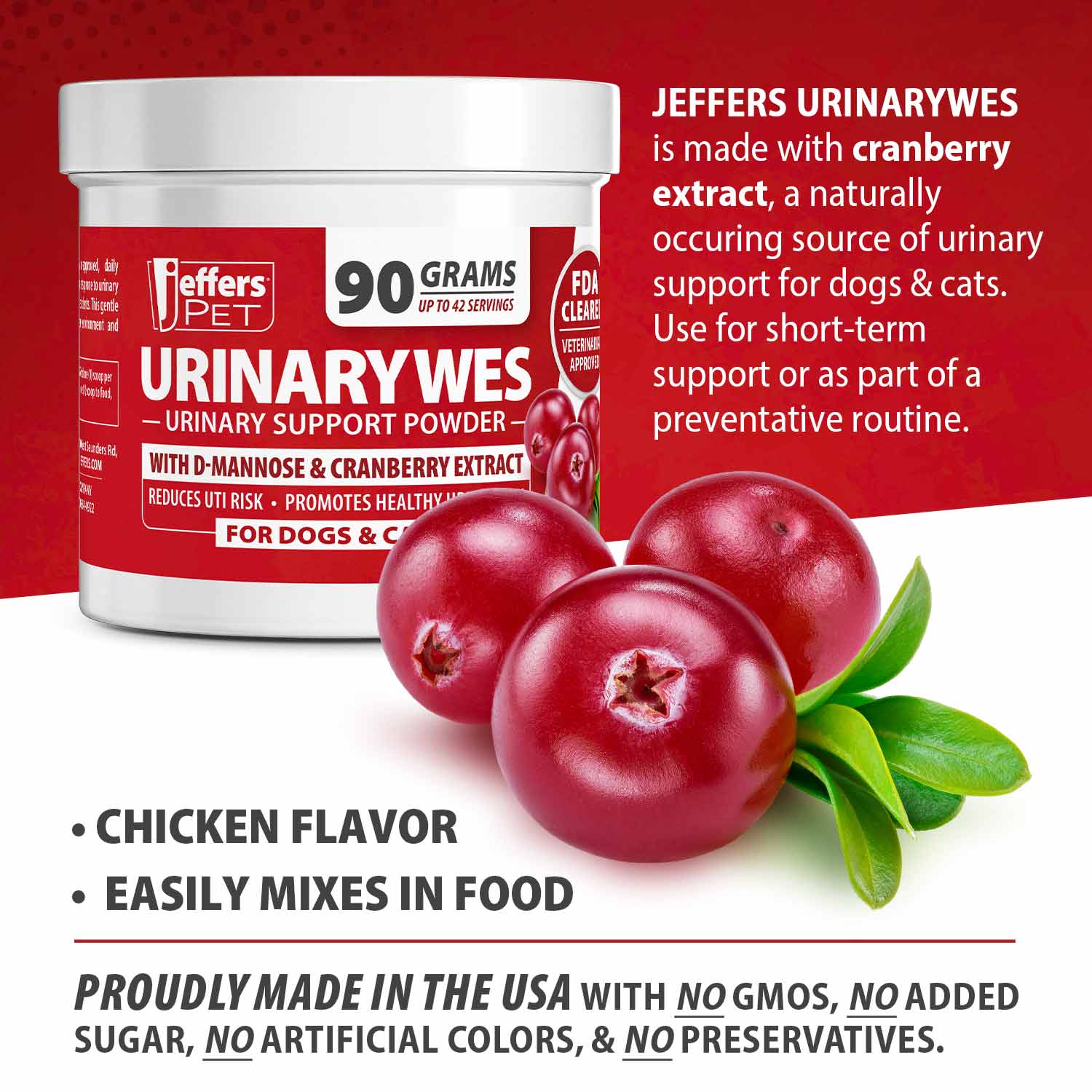 Jeffers UrinaryWes Urinary Support Powder with D-Mannose for Dogs & Cats - Image 2
