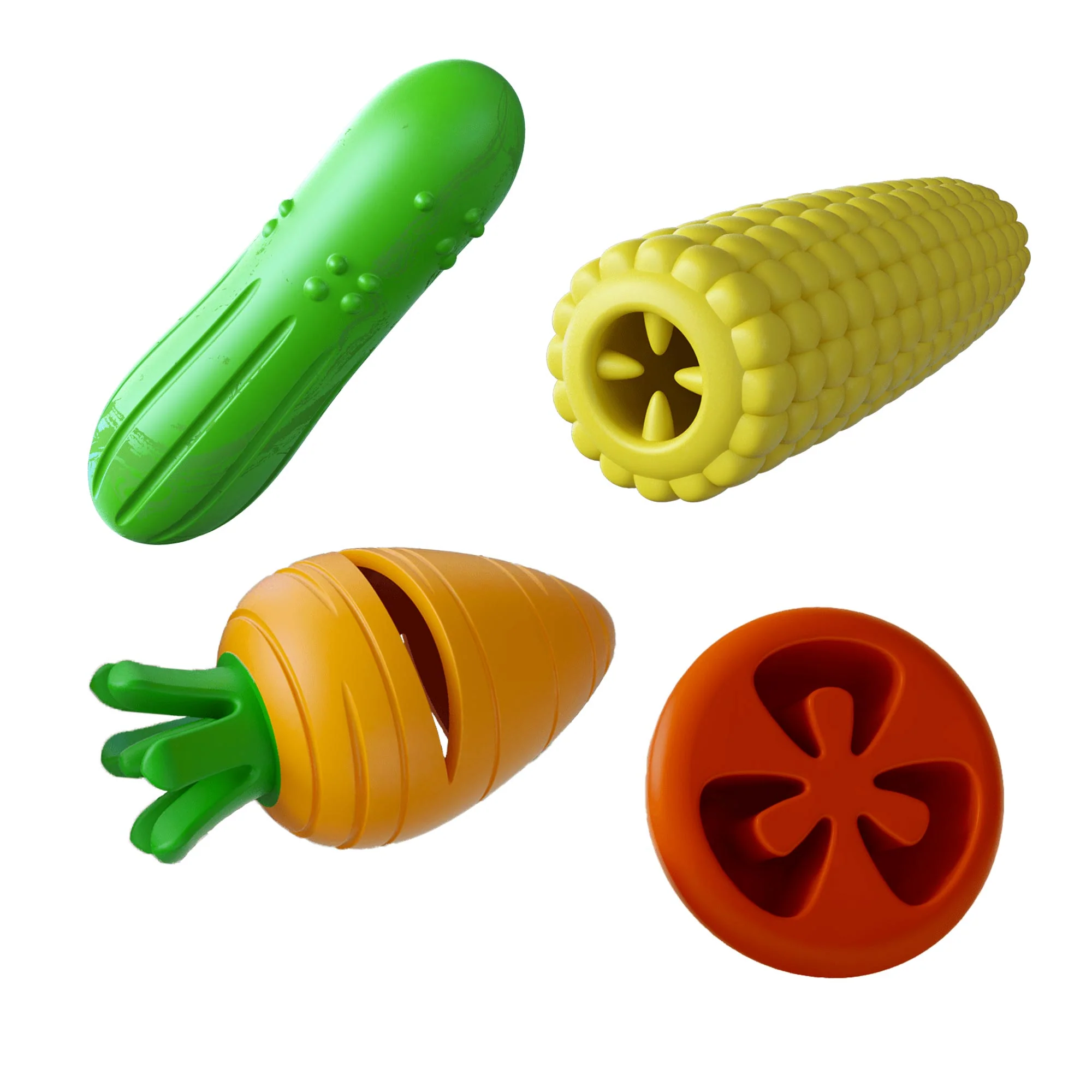 Jeffers Veggies Natural Rubber Dog Chew Toys, 4 pc, Medium - Image 1