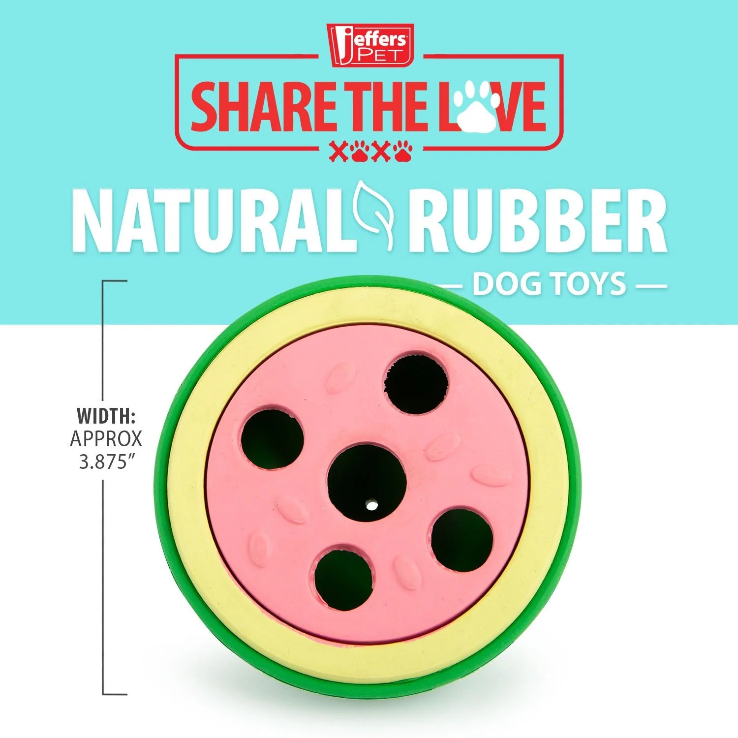 Jeffers Watermelon Natural Rubber Treat Dispensing Dog Dental Chew Toy with Vanilla Scent - Image 3