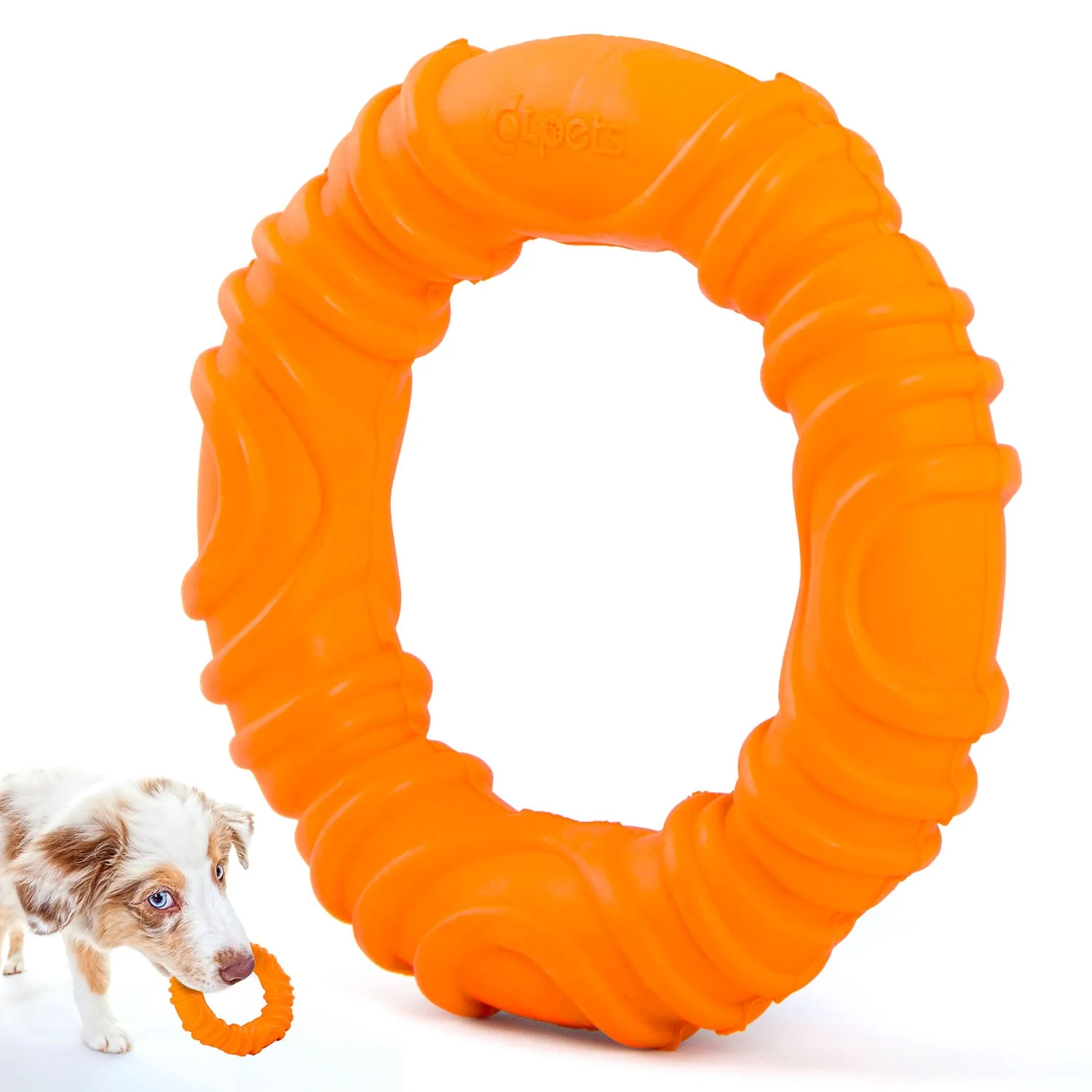 Jeffers Wavy Ring Tugger Natural Rubber Dog Chew Toy for Tug, Fetch & Dental Support - Image 1