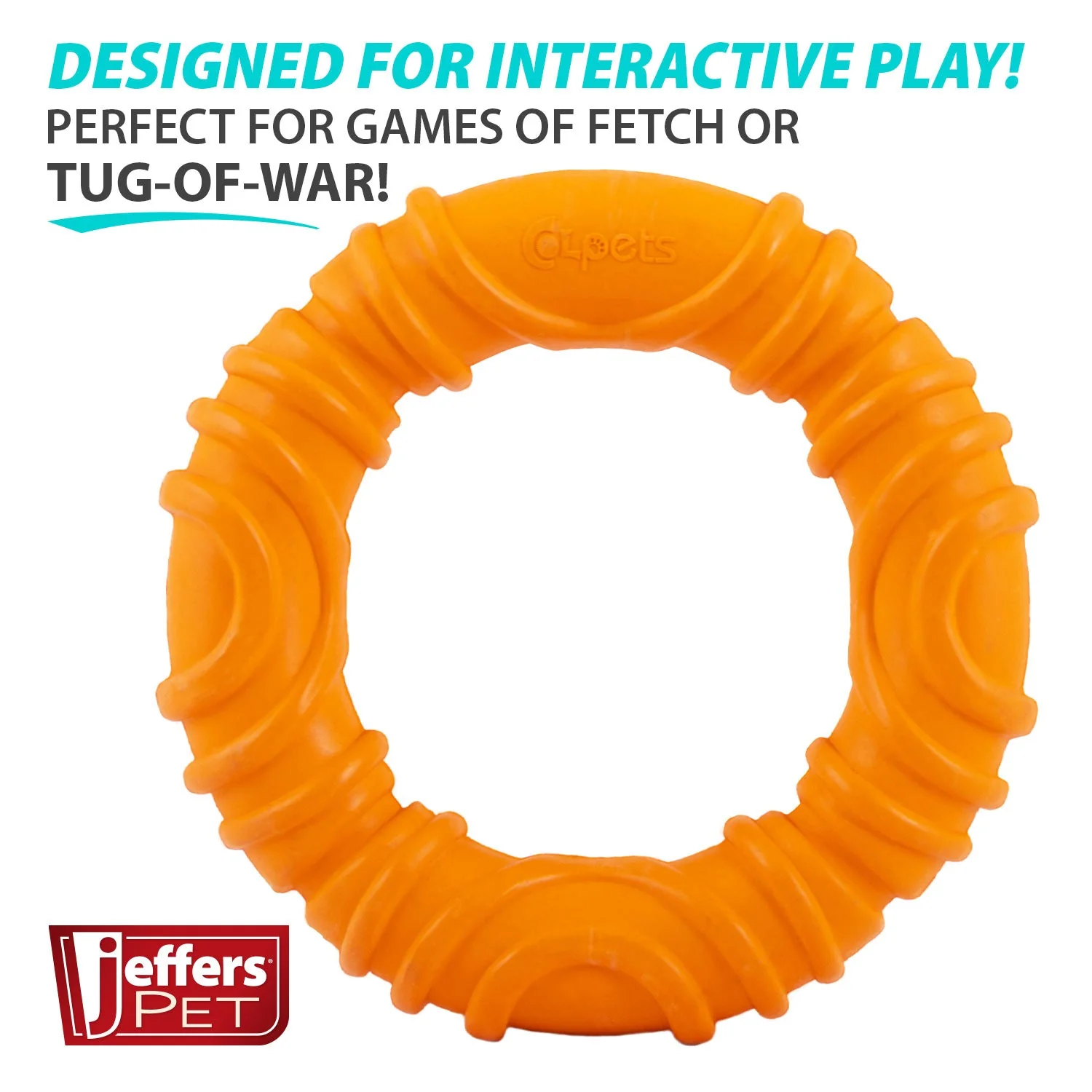 Jeffers Wavy Ring Tugger Natural Rubber Dog Chew Toy for Tug, Fetch & Dental Support - Image 3