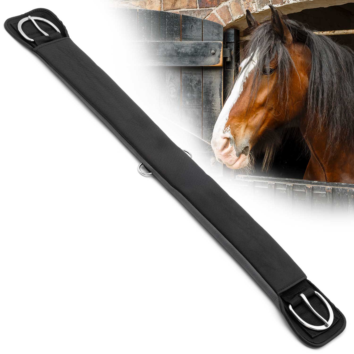 Jeffers Western Neoprene Sleeve Straight Draft Horse Cinch with Stainless Steel Hardware & Non-Slip Back - Image 1