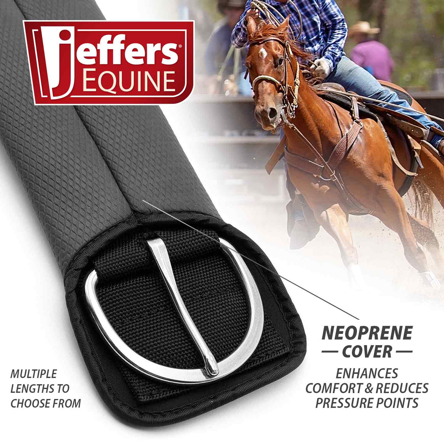 Jeffers Western PVC Sleeve Straight Cinch with Stainless Steel Hardware, Black - Image 3