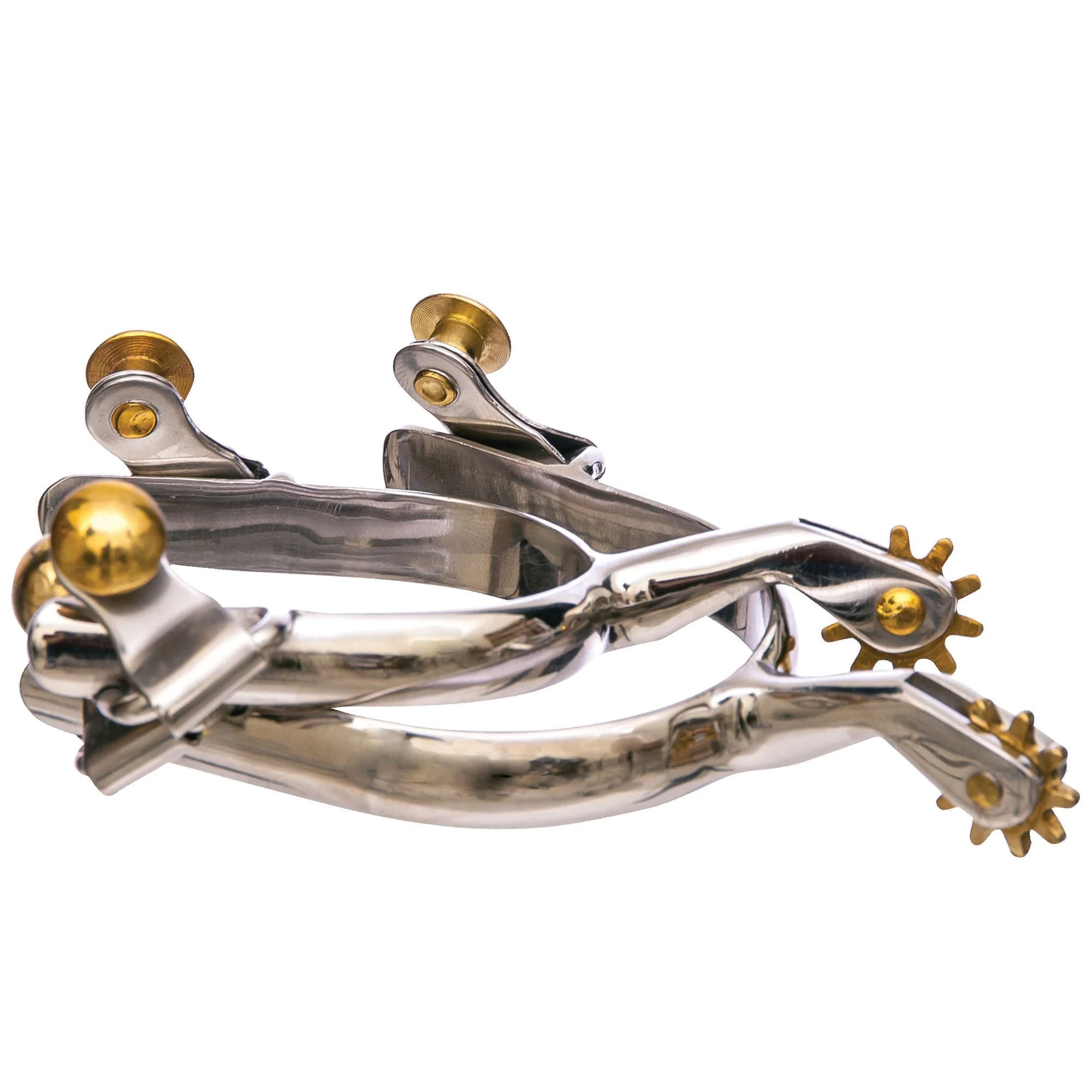 Jeffers Men's Western & Barrel Racing Spurs – Stainless Steel, Antique Brown & Brass Trim Horse Riding Spurs with 10-Point Rowels - Image 3