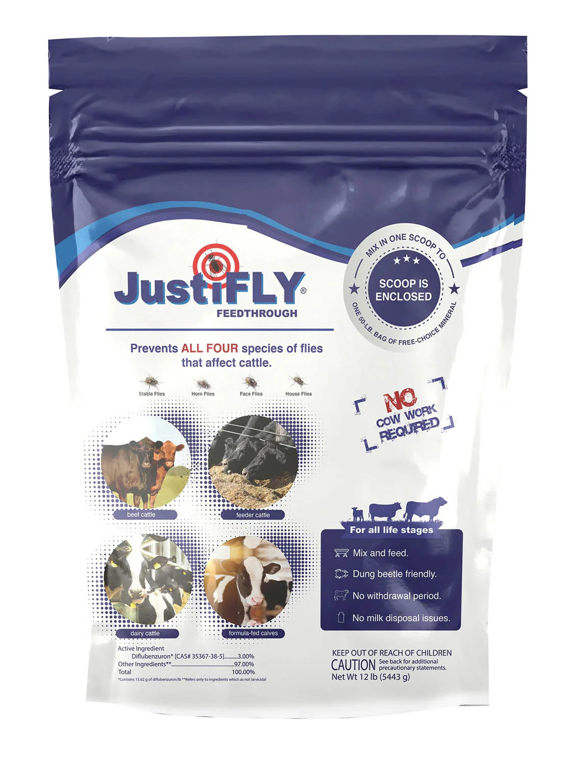 JustiFly 3% Feed-Thru Fly Control with Salt for Cattle - Image 1