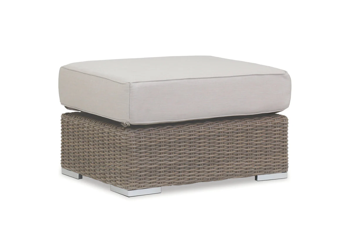 Coronado Ottoman in Canvas Flax w/ Self Welt