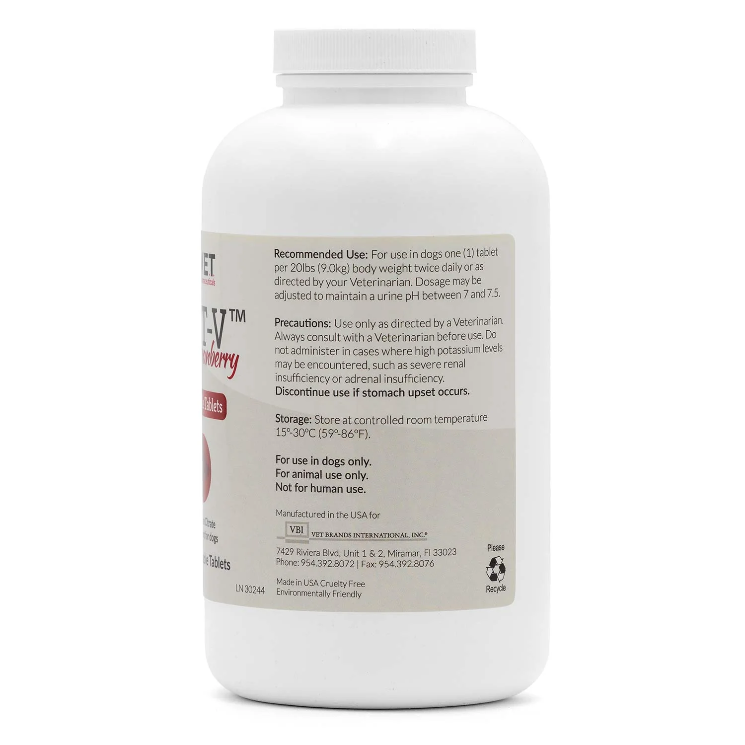 K-CIT-V Potassium Citrate plus Cranberry for Dogs, 640mg, 100 Chewable Tablets - Image 3