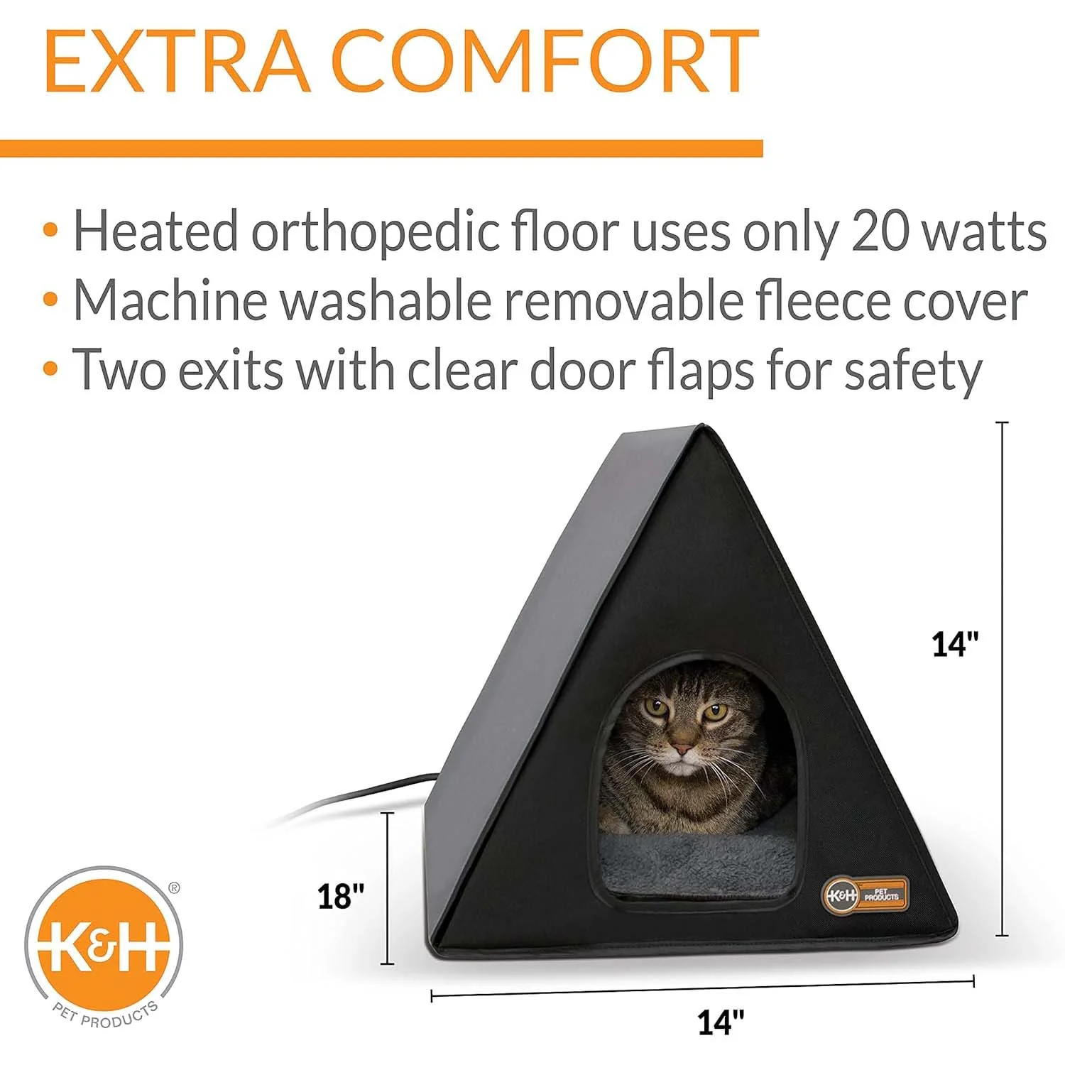 K&H Heated A-Frame Cat Shelter – Indoor/Outdoor, Weatherproof, Thermostatically Controlled Heated Kitty House for Feral & Small Cats - Image 2