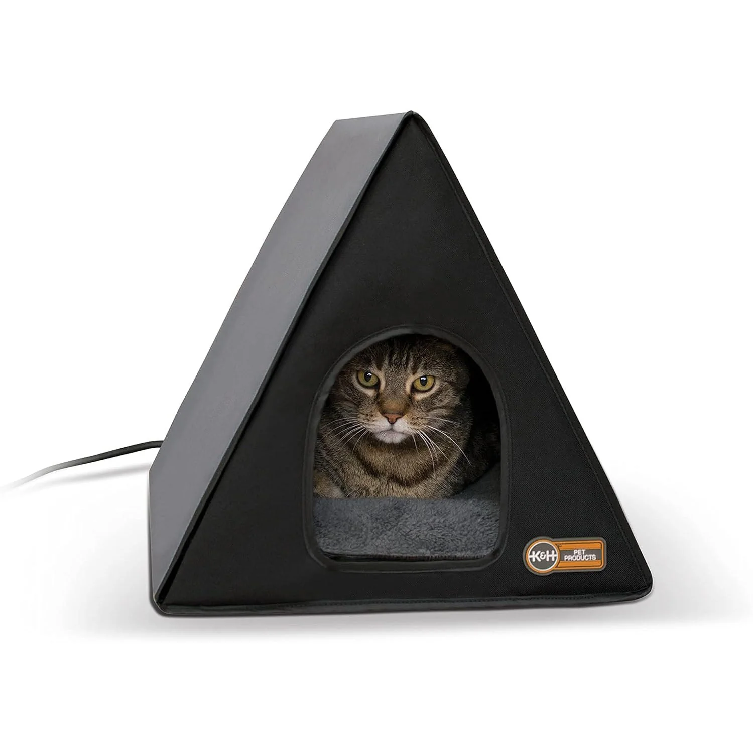 K&H Heated A-Frame Cat Shelter – Indoor/Outdoor, Weatherproof, Thermostatically Controlled Heated Kitty House for Feral & Small Cats