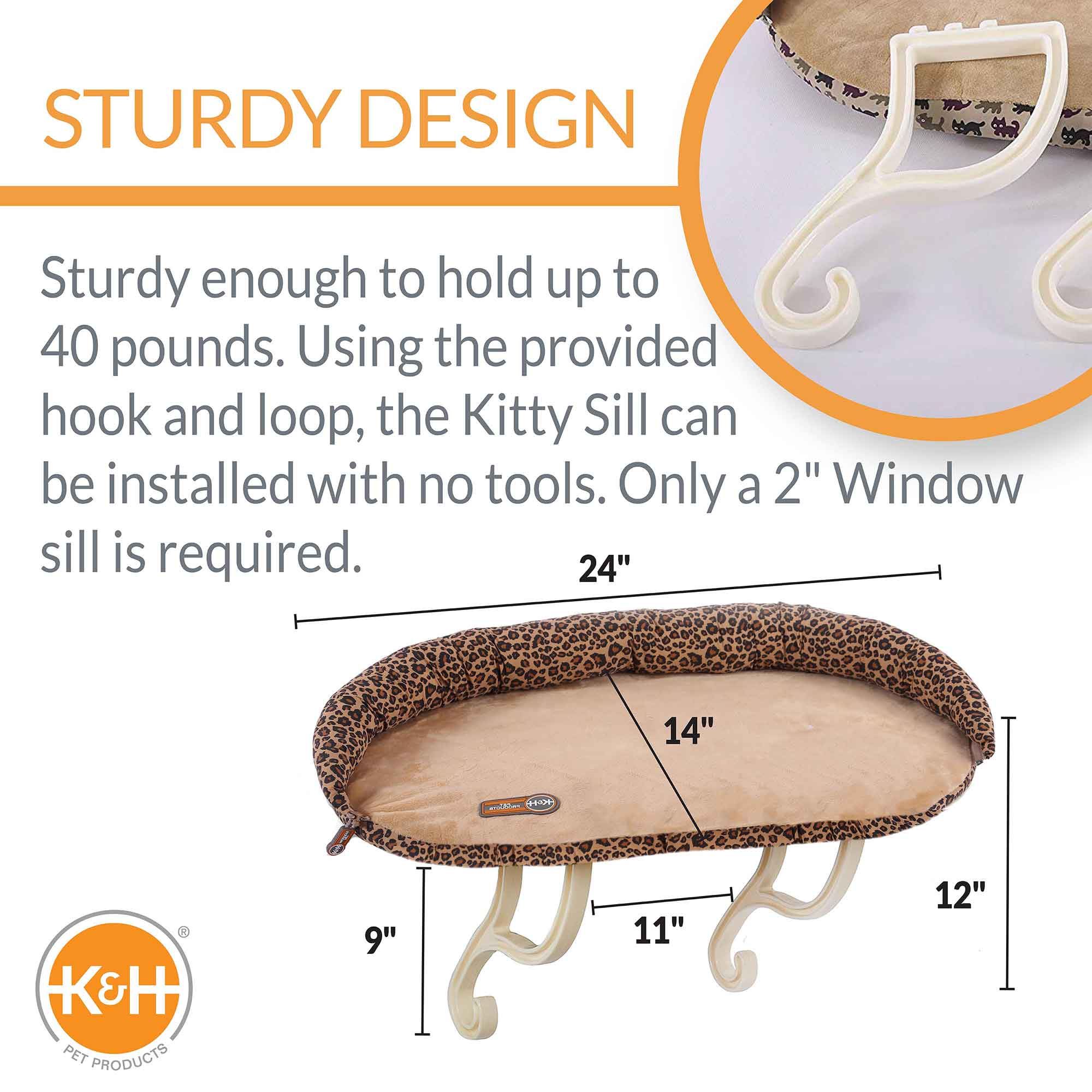 K&H Pet Products Deluxe Kitty Sill with Removable Bolster - Image 2