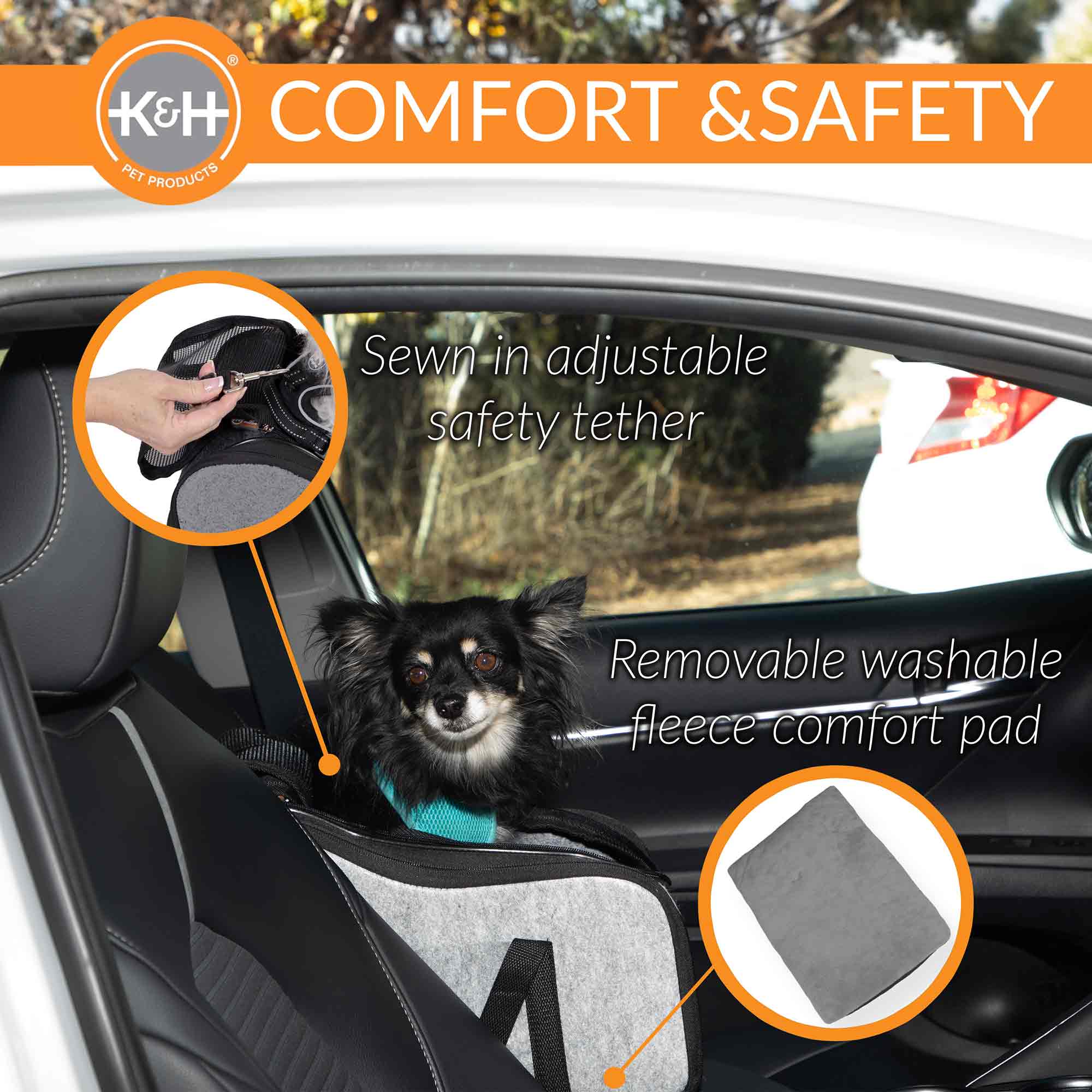K&H Pet Products - Portable Pet Console Booster Dog Car Seat, Light Gray - Image 3