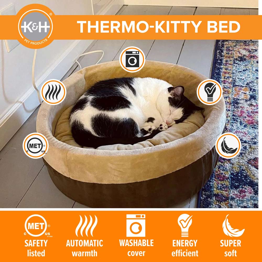 K&H Pet Products Thermo-Kitty Bed Indoor Heated Cat Bed – Safe, Energy Efficient & Washable - Image 3