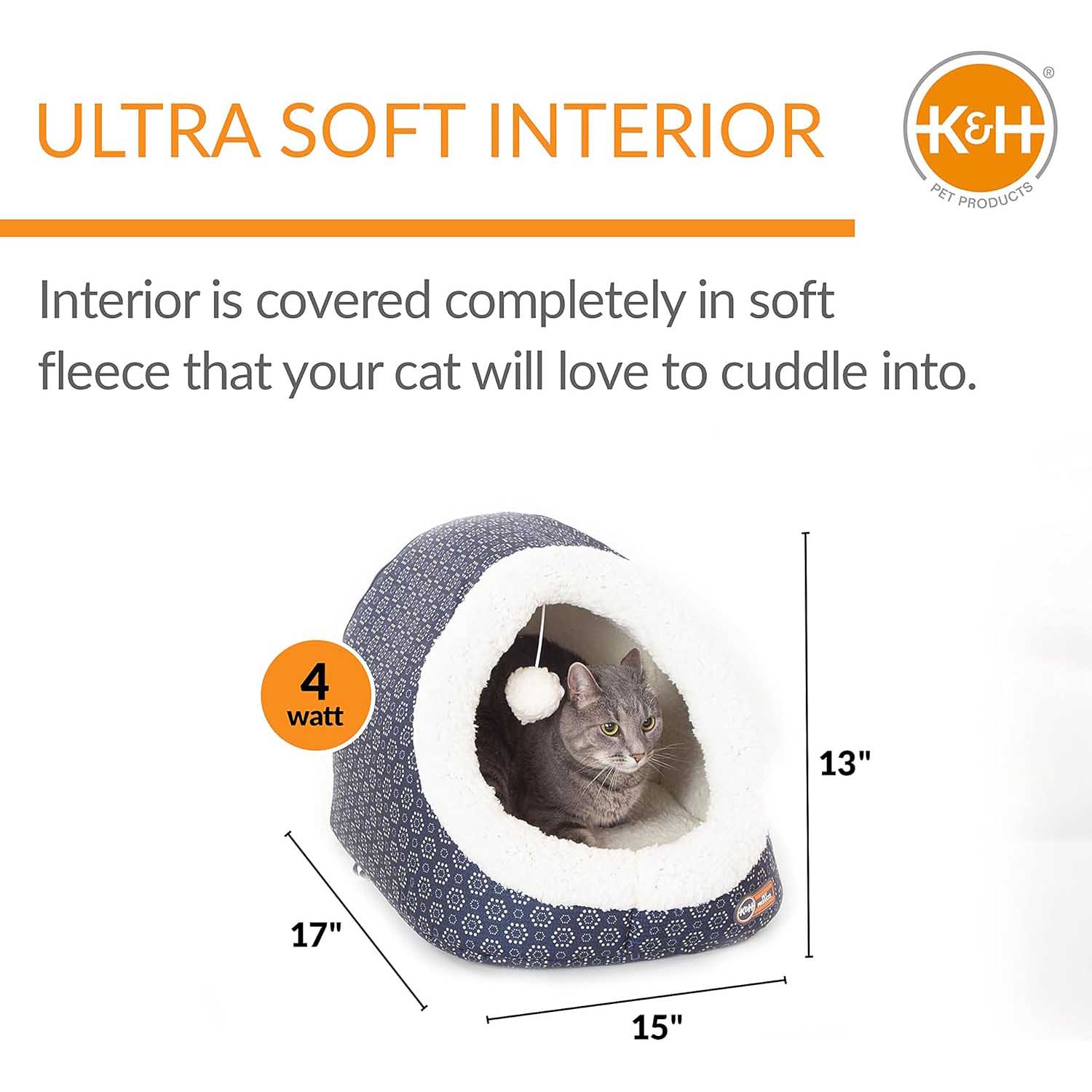 K&H Pet Products Thermo-Pet Cave Heated Cat Bed – Plush Cat Cave & Tunnel for Cats and Small Dogs - Image 2