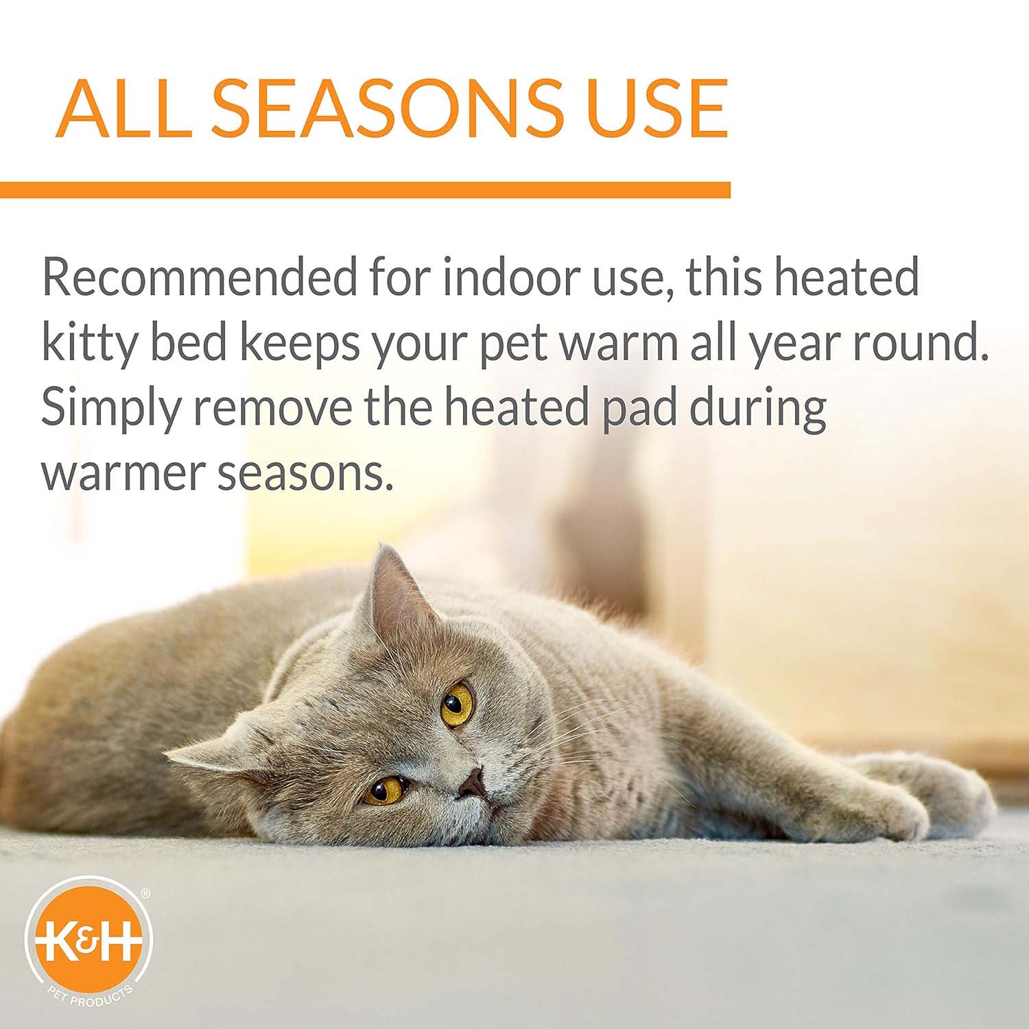 K&H Thermo-Kitty Cuddle Up Cat Bed – Indoor Heated Cat Bed with Low-Wall Design, Soft Foam Base & Removable Washable Cover - Image 3