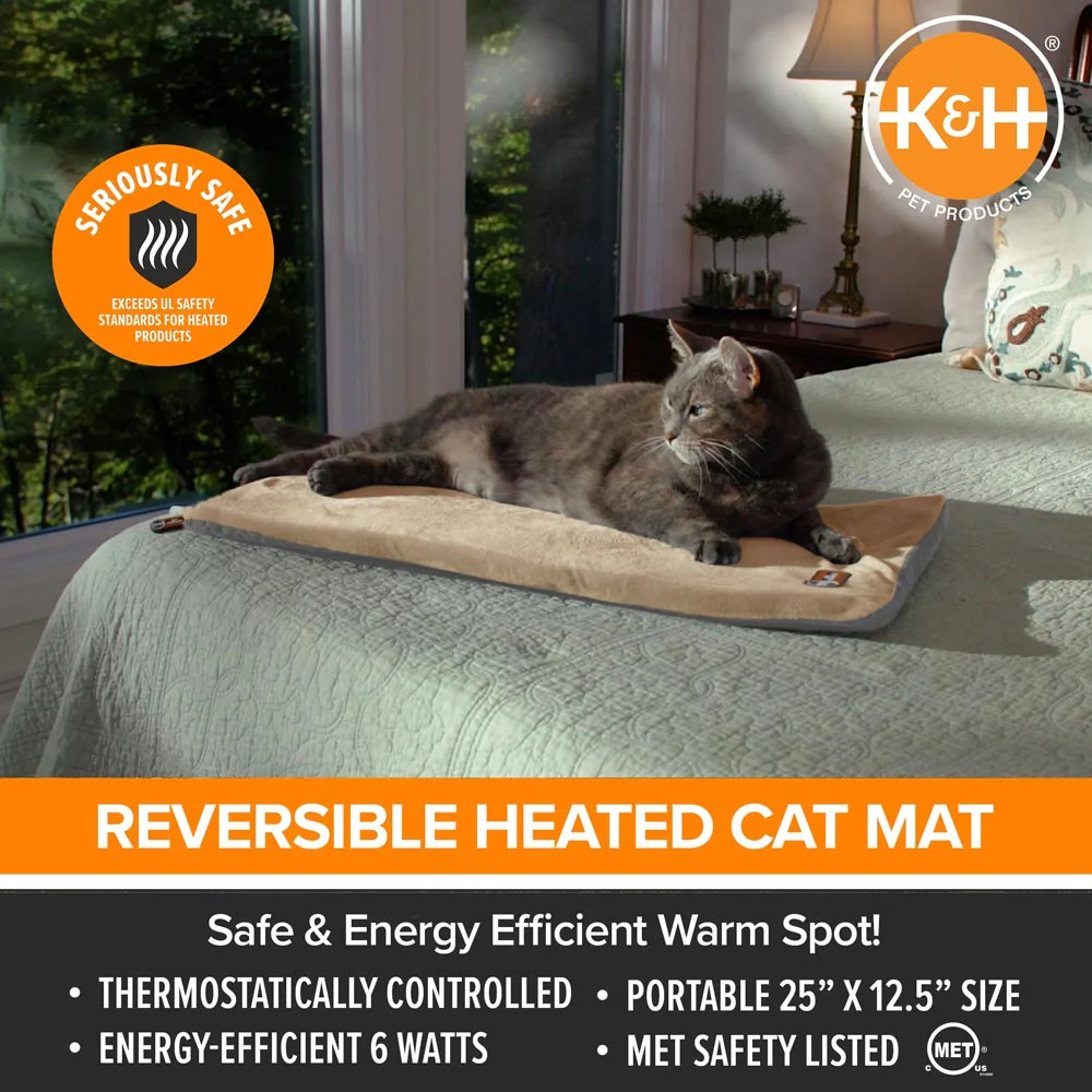 K&H Thermo-Kitty Heated Cat Bed – Energy-Efficient, MET Certified Indoor Cat Warming Mat - Image 2