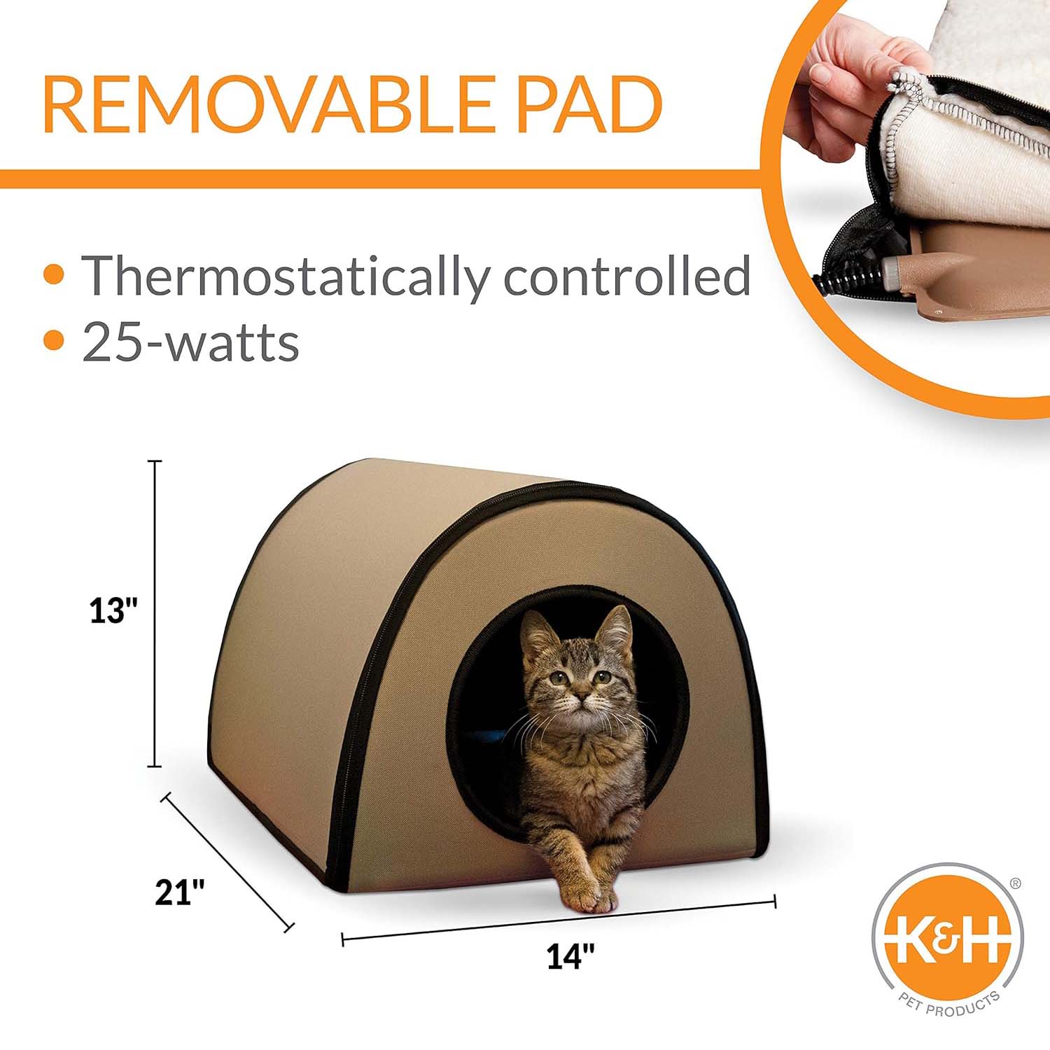 K&H Thermo Mod Heated Outdoor Cat House – Insulated, Waterproof Kitty Shelter for Feral & Outdoor Cats - Image 2