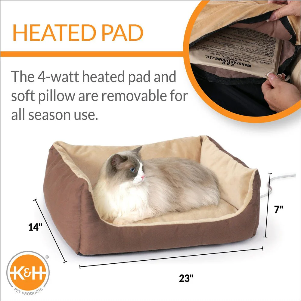 K&H Thermo-Pet Cuddle Cushion Heated Pet Bed – Indoor Heated Sofa-Style Bed for Cats & Small Dogs with Removable Cushion - Image 3