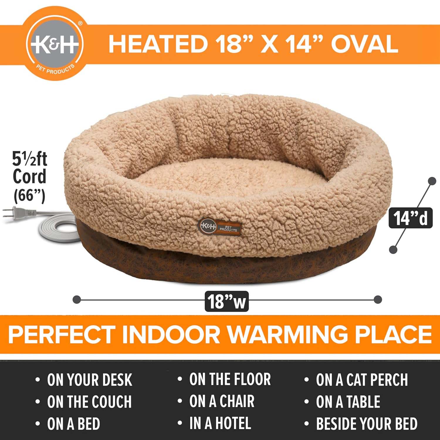 K&H Thermo-Snuggle Cup Bomber Heated Cat Bed – Plush, Indoor, Removable Heater, Machine Washable, Cozy Nesting Bed - Image 2
