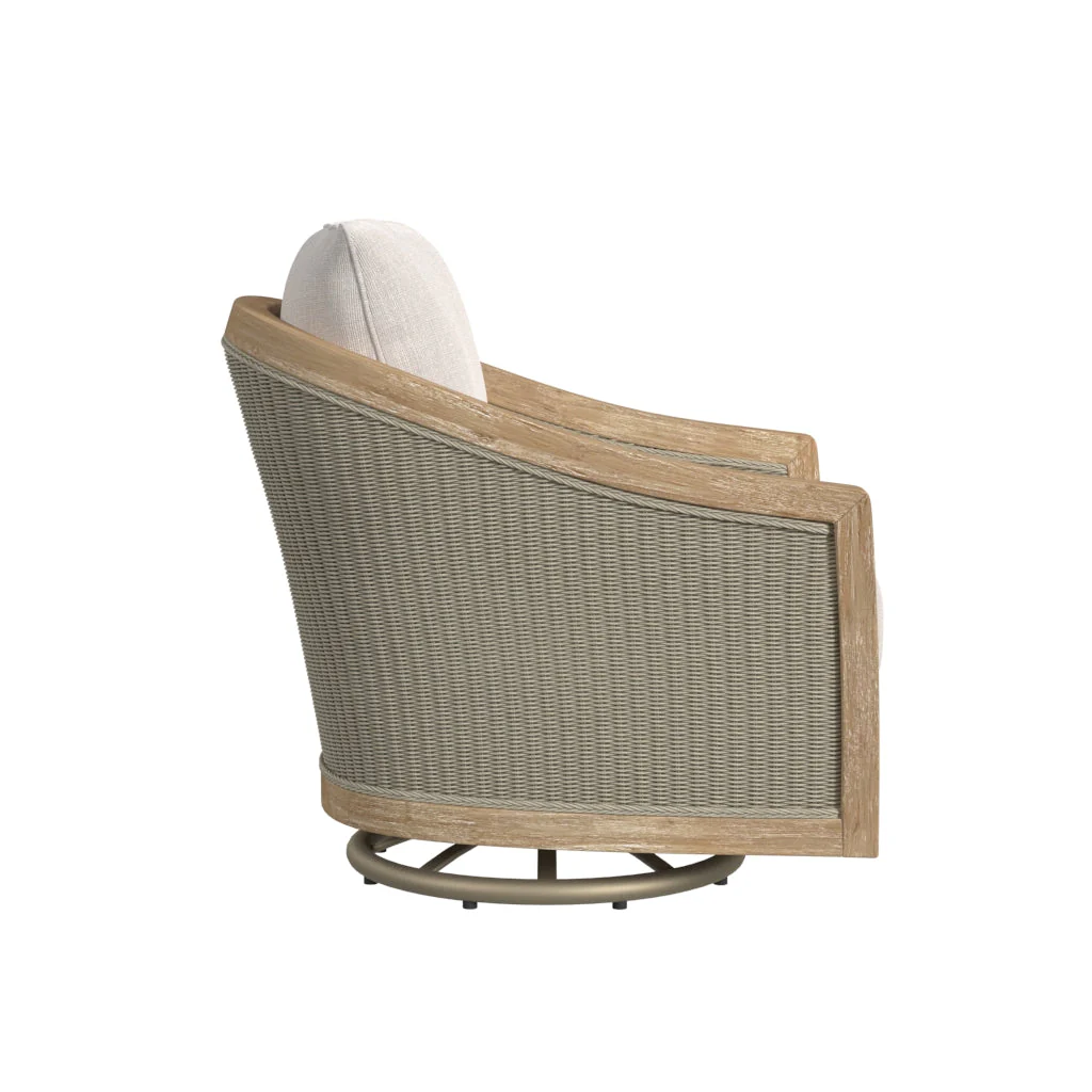 Cambria Swivel Club Chair in Canvas Canvas w/ Self Welt - Image 3