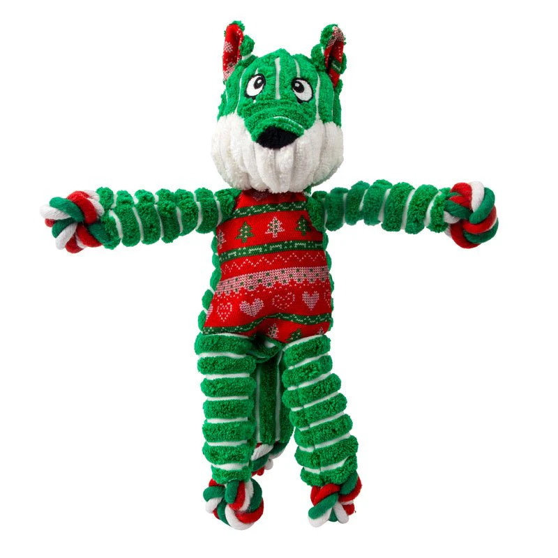 KONG Holiday Floppy Knots Fox Interactive Plush Dog Toy, Sm/Md - Image 1