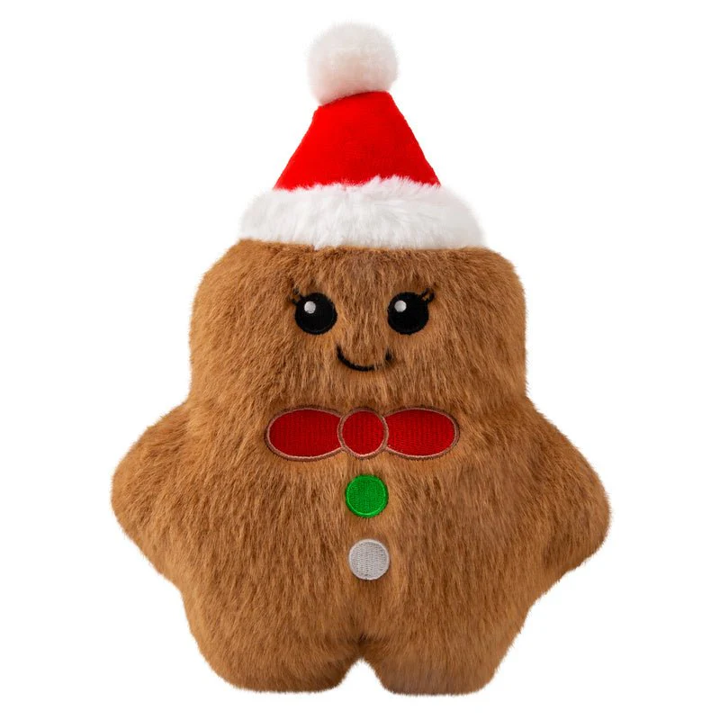 Kong Holiday Snuzzles Plush Gingerbread Dog Toy, Squeaks & Crinkles - Image 1