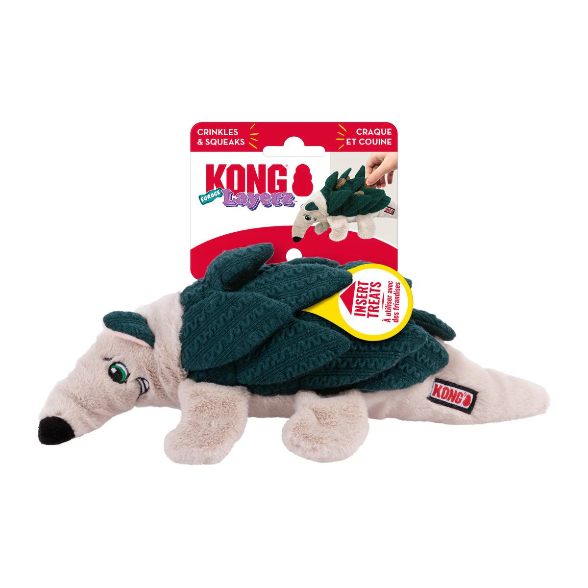 KONG Layerz Forage Animal Plush Dog Toy – Treat Puzzle with Squeaker & Crinkle - Image 2