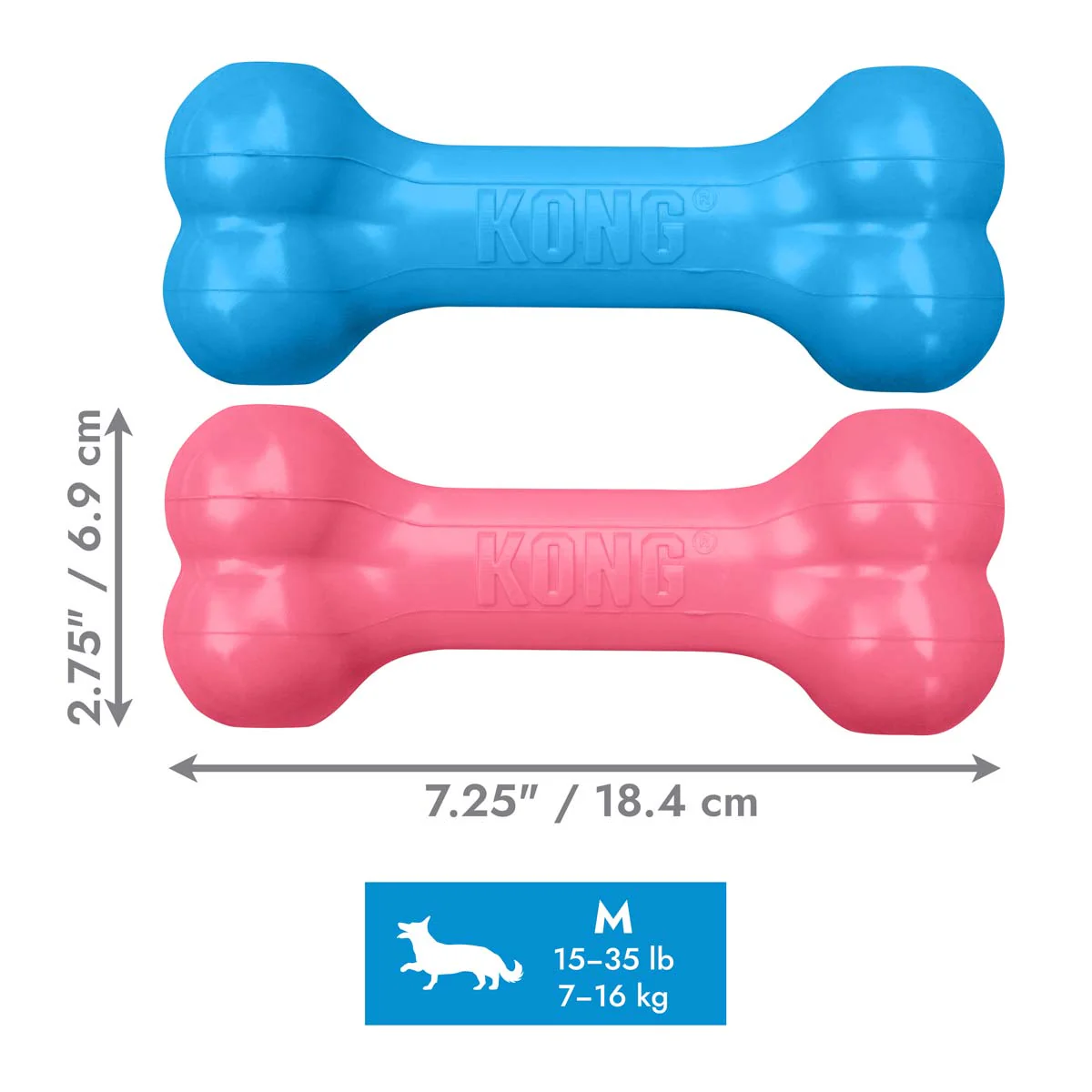 KONG Puppy Goodie Bone Treat Dispensing Dog Chew Toy – Soft Rubber Teething Toy for Puppies - Image 3