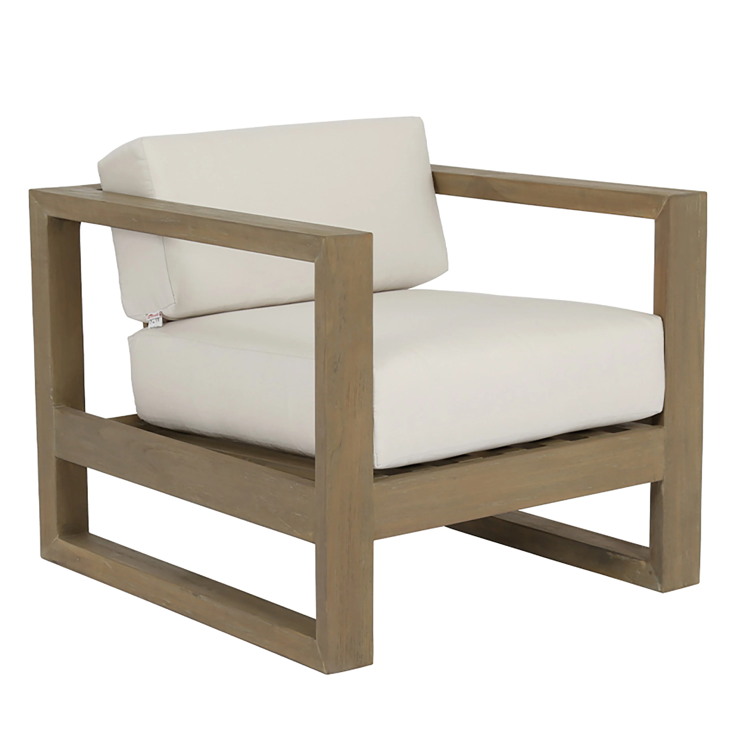 Coastal Teak Club Chair in Canvas Canvas, No Welt