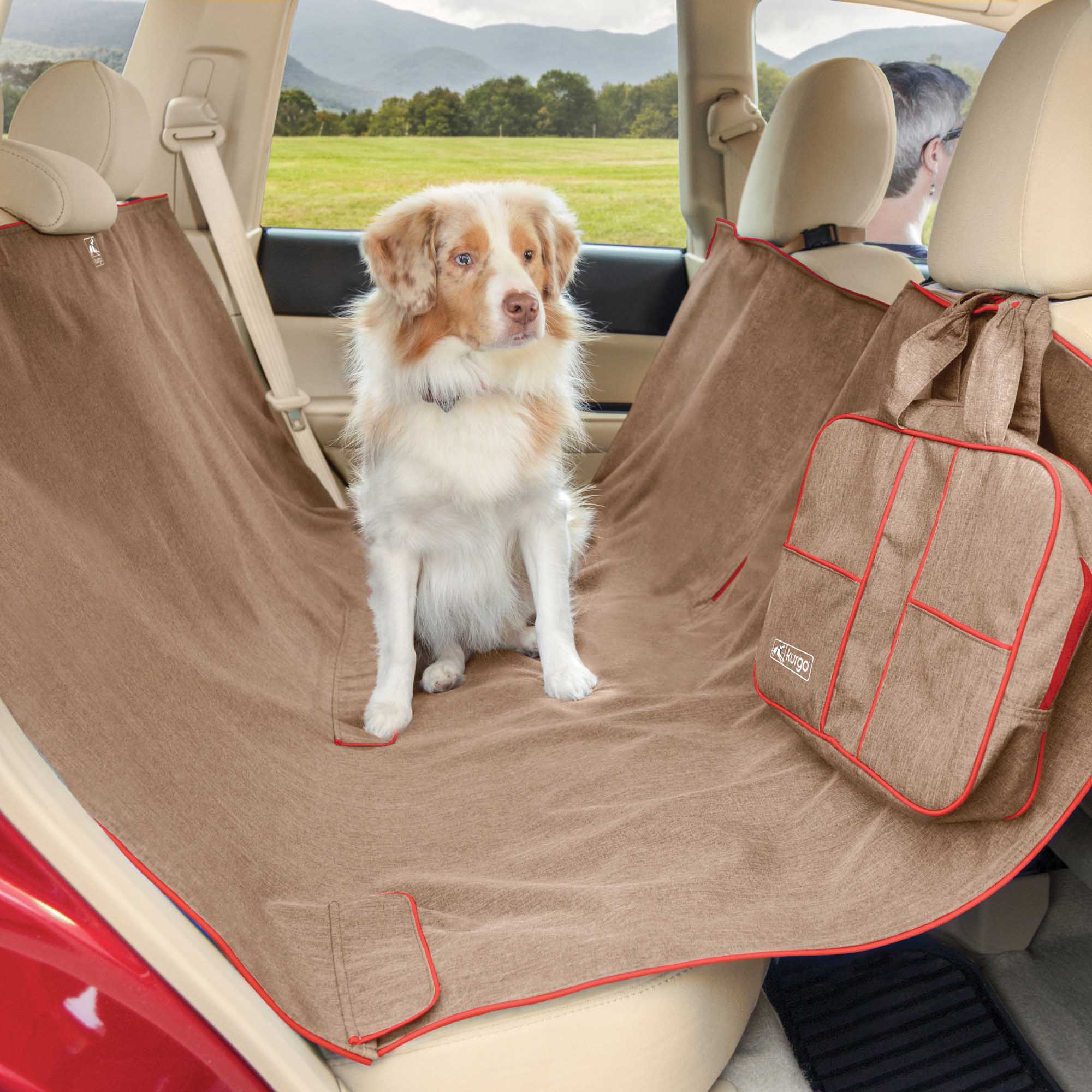 Kurgo Heather Hammock Dog Seat Cover, One Size, Heather Nutmeg - Image 2