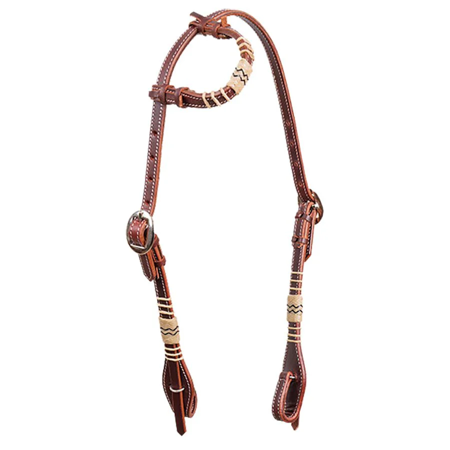 Latigo and Rawhide One Ear Leather Headstall - Image 1