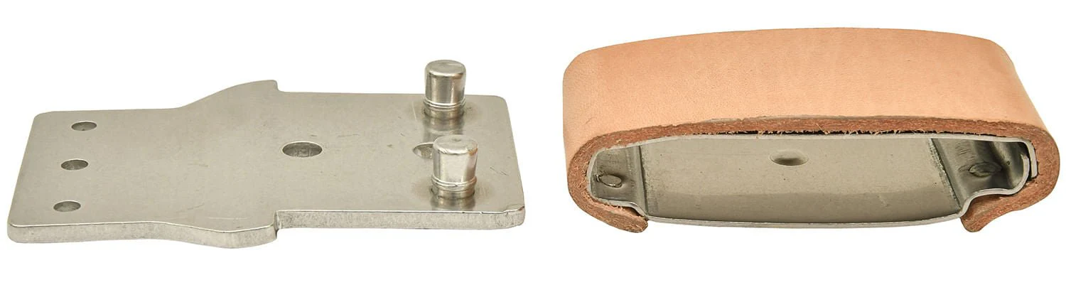 Leather Covered Blevins Buckles, Pair