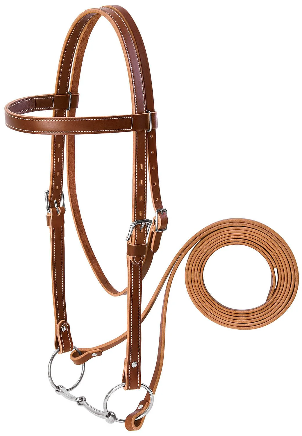 Weaver Leather Draft Horse 3 Piece - Bridle, Reins, & Snaffle Bit Set - Image 1