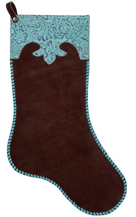 Leather Stocking with Turquoise Floral Cuff - Image 1