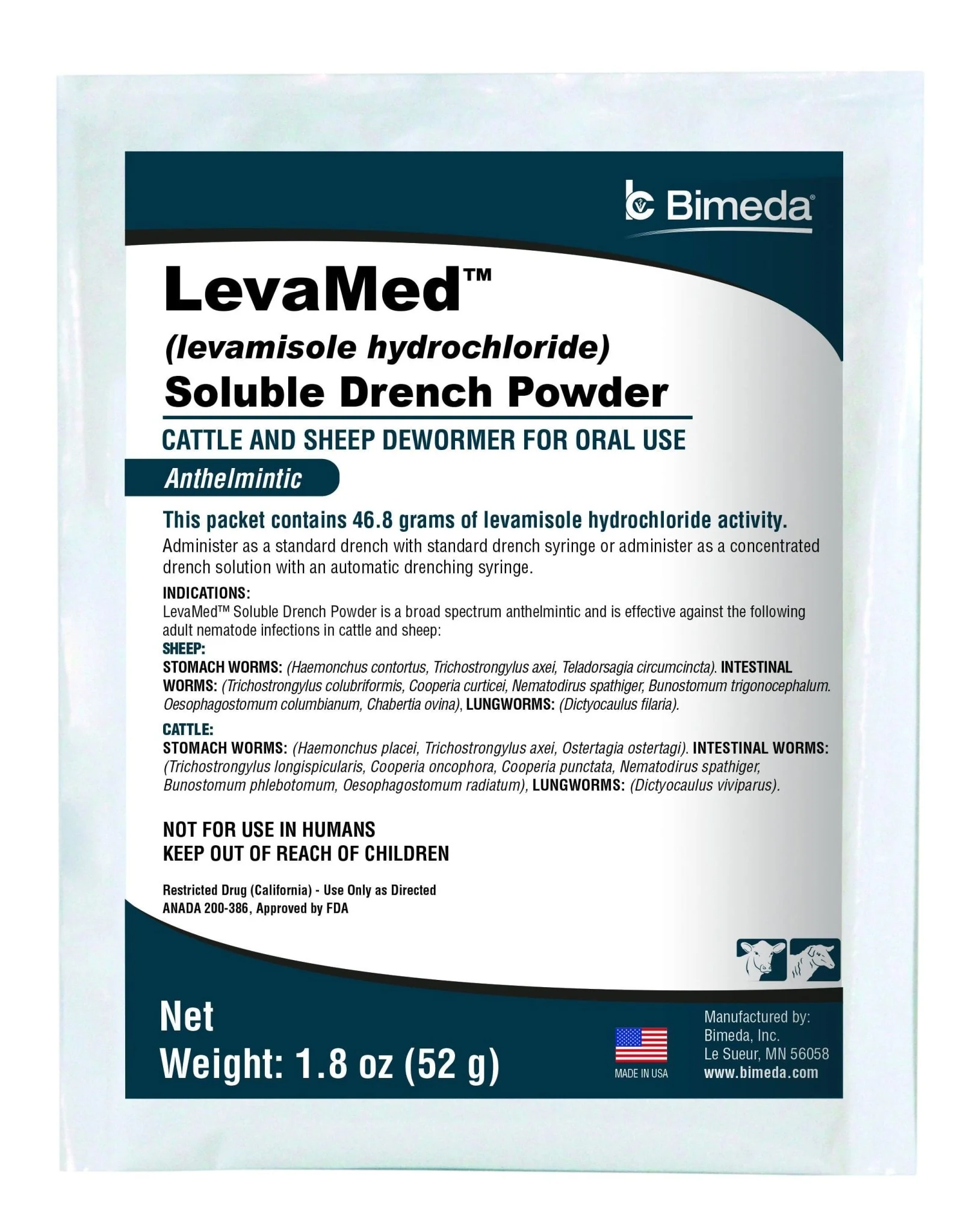 LevaMed Soluble Drench Powder Dewormer, 52 gram - Image 1