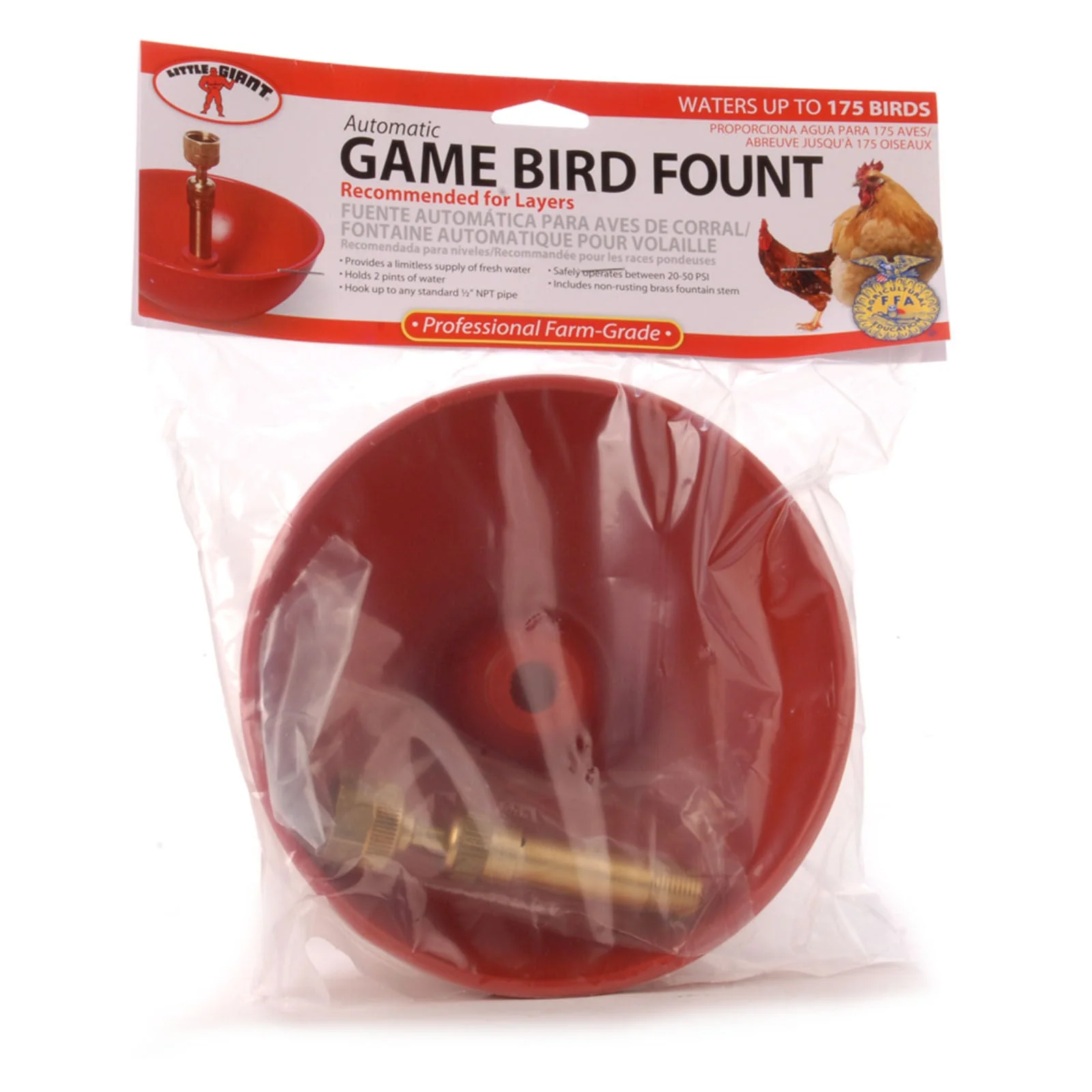 Little Giant Automatic Poultry & Chick Fountain – Continuous Flow Chicken & Game Bird Waterer with Brass Valve - Image 3