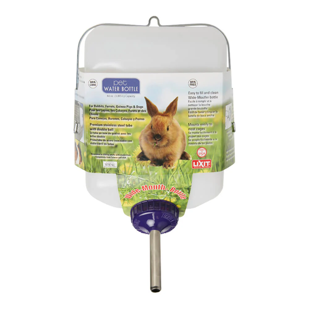 Lixit Pet Plastic Wide Mouth Water Bottle, 64 oz - Image 1