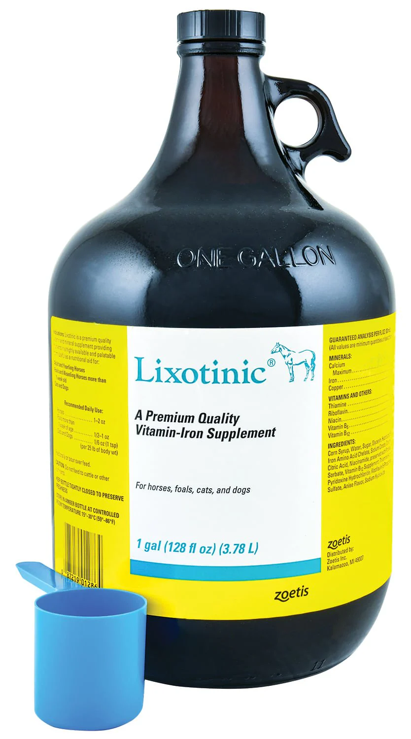 Lixotinic Vitamin Iron Supplement for Horses, Foals, Cats, & Dogs, Gallon (Glass) - Image 1