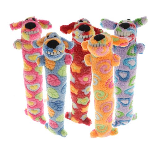Multipet Loofa Pink Ribbon 12" Plush Squeaker Dog Toy – Assorted (1 Count) - Image 1