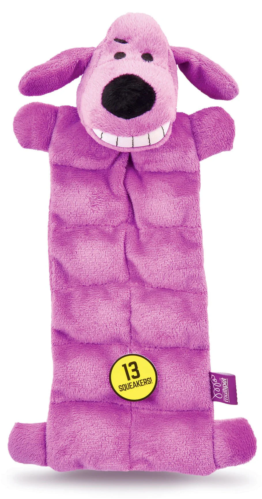 Multipet Loofa Squeaker Mat Dog Toy – 12″ Plush Toy with 13 Squeakers (Assorted Colors, 1 Count)