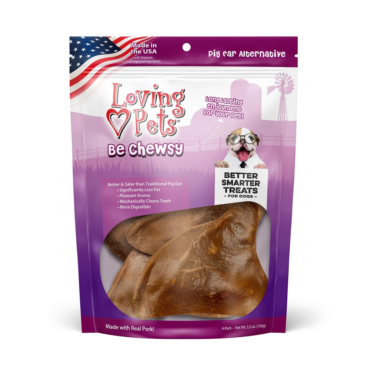 Loving Pets Be Chewsy Pig Ears, 4pk - Image 1