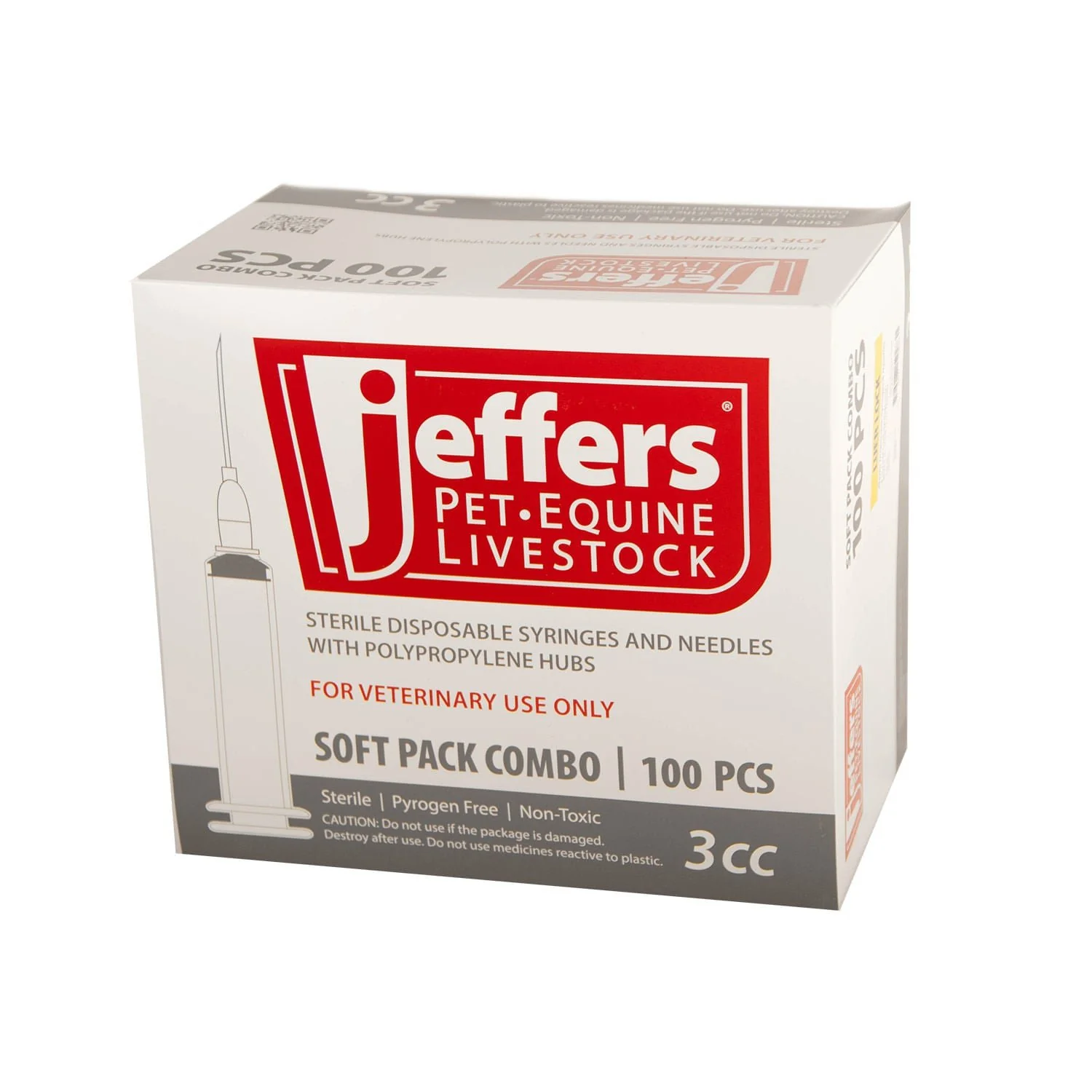 Jeffers Luer Lock Syringe/Needle Combo, Box of 100 - Image 1