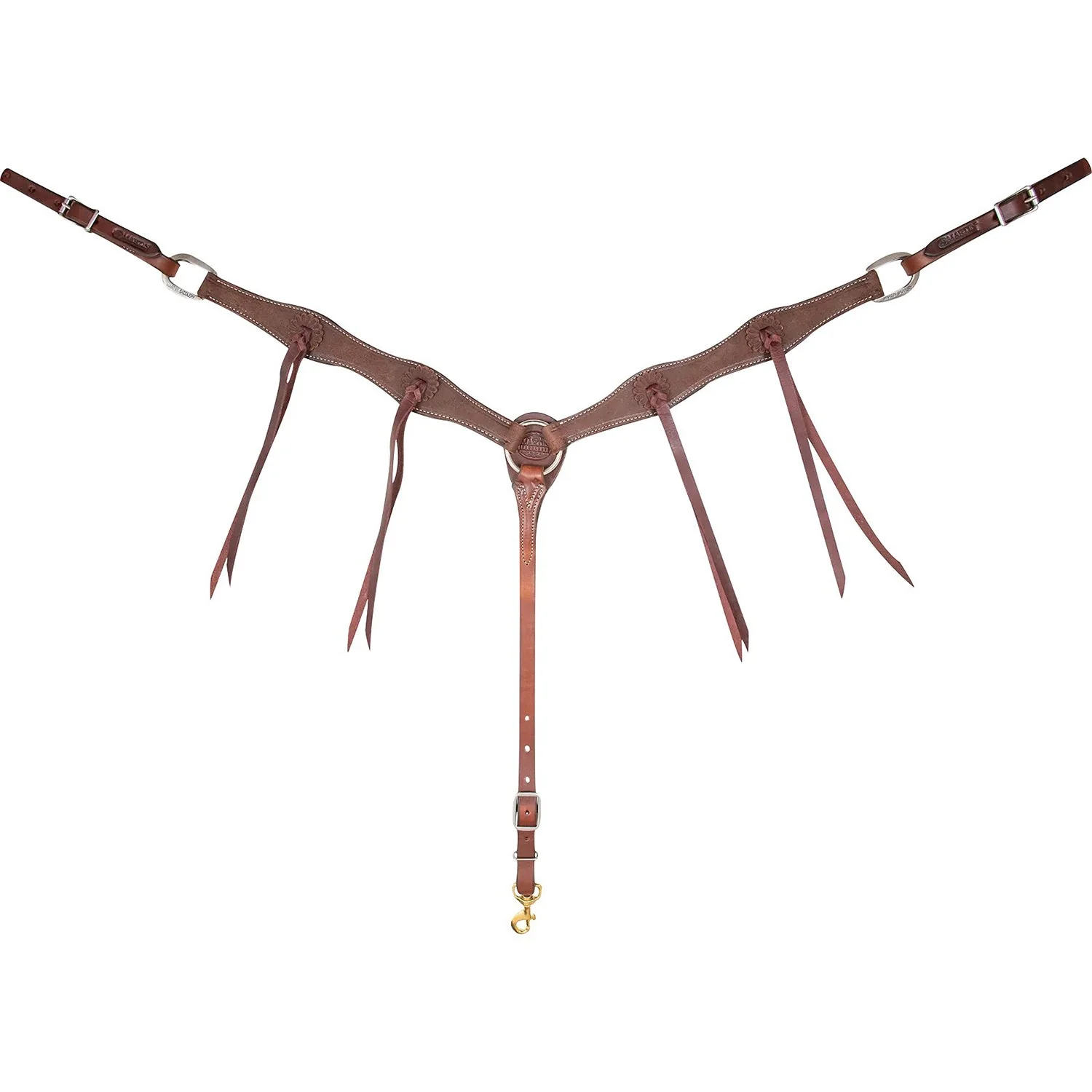 Martin Saddlery 1.5″ Leather Breast Collar with Rosette Strings