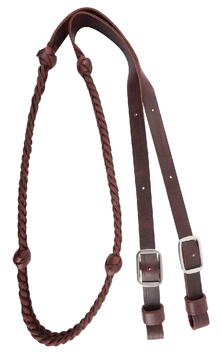 Martin Saddlery Braided 5-Strand Barrel Rein with Knots 7/8-inch Thick Buckle Ends - Image 1