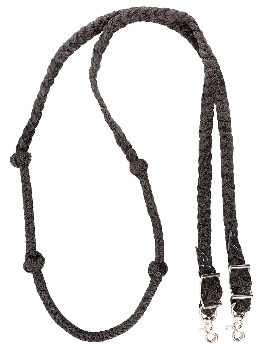 Martin Saddlery Braided Nylon Barrel Rein with Knots 1-inch Thick Buckle Snap Ends, Black - Image 1